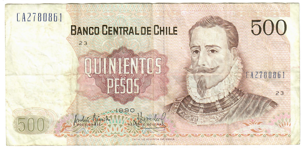 Chile 500 Pesos 1990 VF