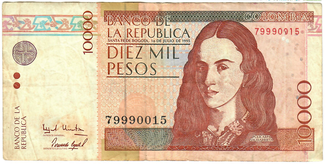 Colombia 10000 Pesos 1995 VF