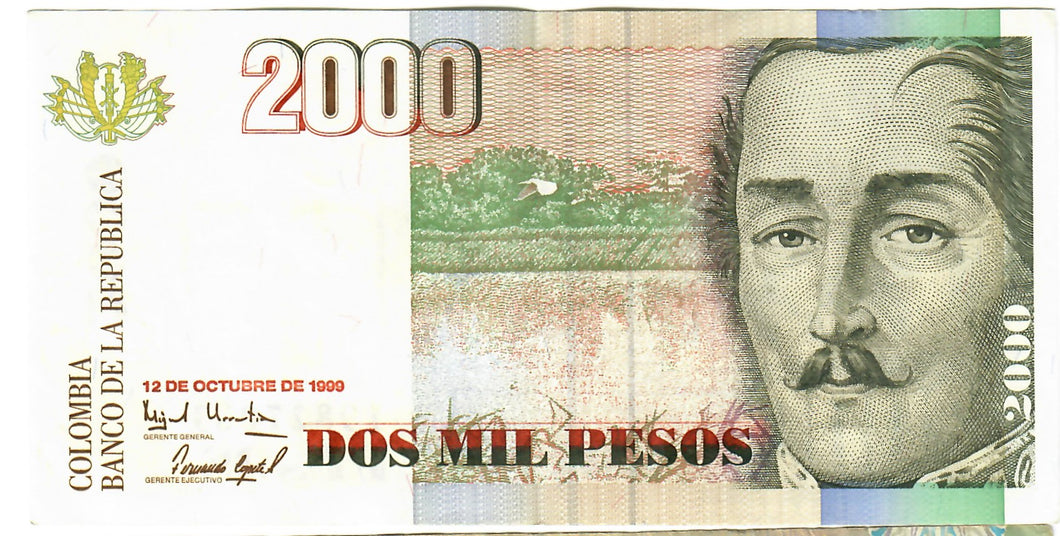Colombia 2000 Pesos 1999 EF/aUNC