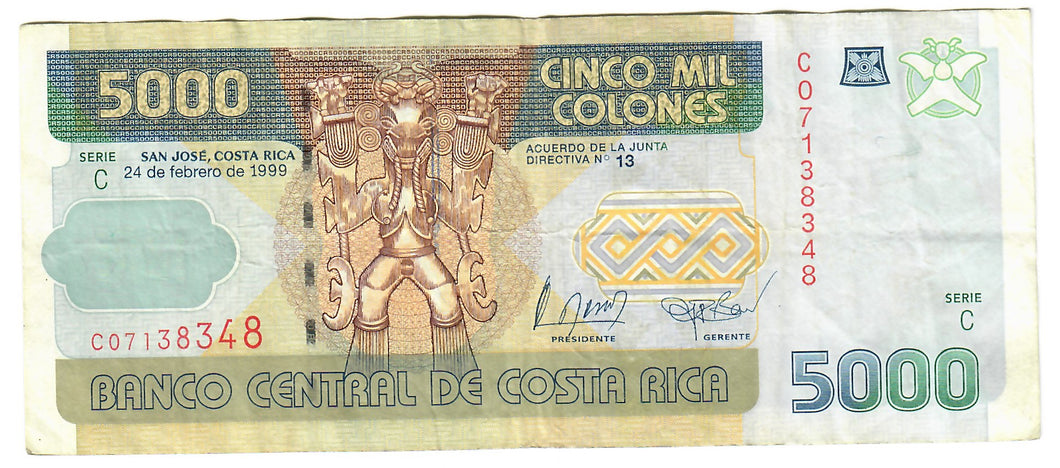 Costa Rica 5000 Colones 1999 VF