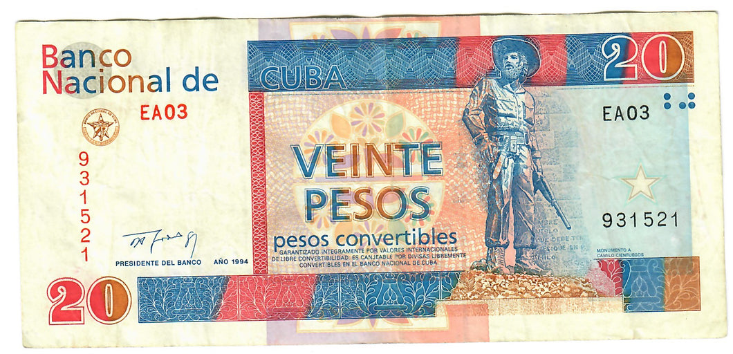Caribbean 20 Pesos Convertibles 1994 VF