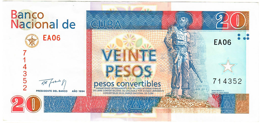 Caribbean 20 Pesos Convertibles 1994 aUNC