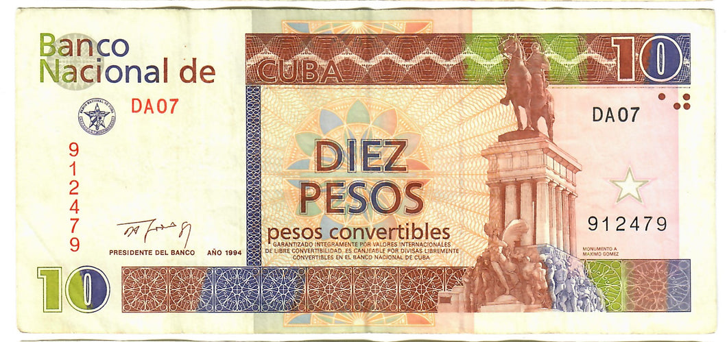 Caribbean 10 Pesos Convertibles 1994 VF