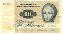 Load image into Gallery viewer, Denmark 10 Kroner 1975/77 VF
