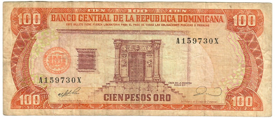 Dominican Republic 100 Pesos 1990 F