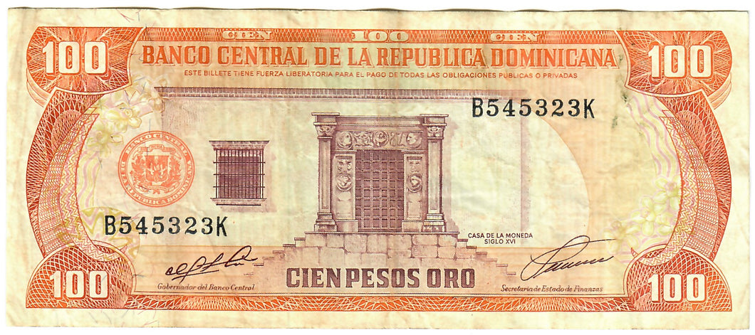 Dominican Republic 100 Pesos 1991 VF