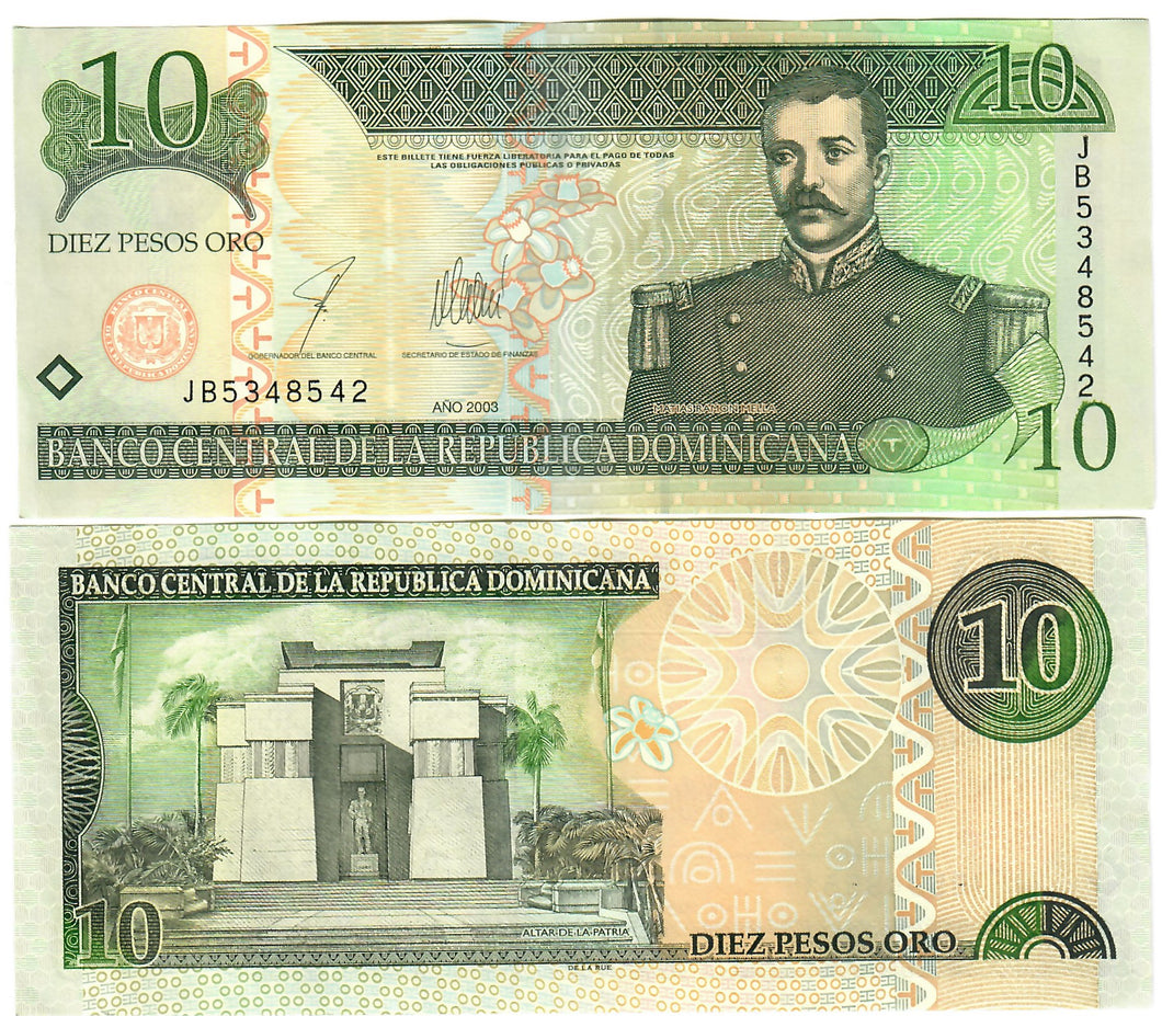 Dominican Republic 10 Pesos 2003 VF/EF