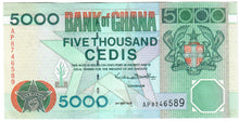 Load image into Gallery viewer, Ghana 5000 Cedis 1998 aUNC
