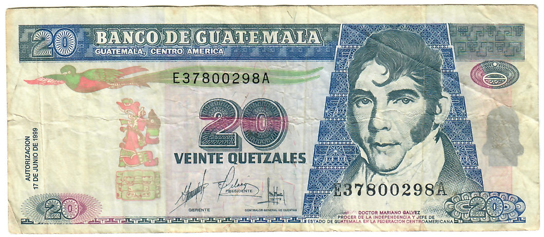 Guatemala 20 Quetazles 1999 F
