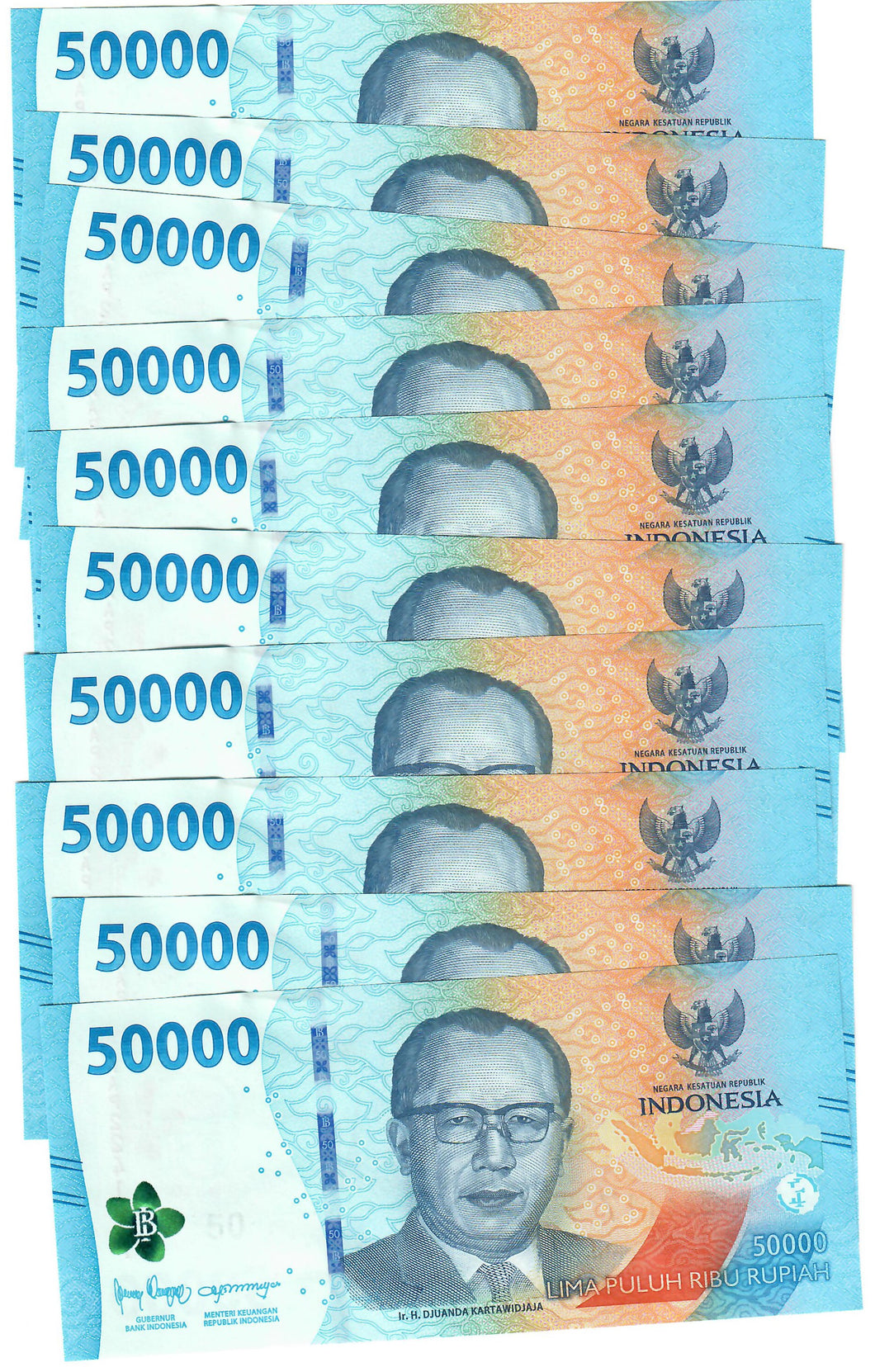 Indonesia 10x 50000 Rupiah 2022 UNC