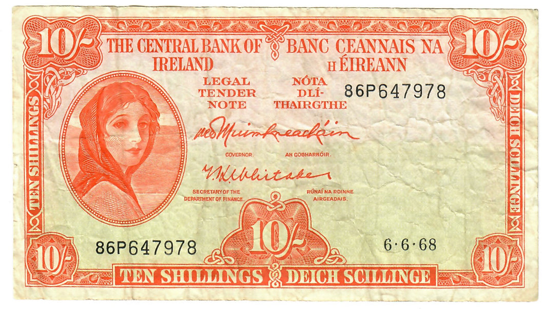 Ireland 10 Shillings 1968 F
