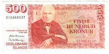 Load image into Gallery viewer, Iceland 500 Kronur 1986 (1993) VF Gudnason/Gunnarsson
