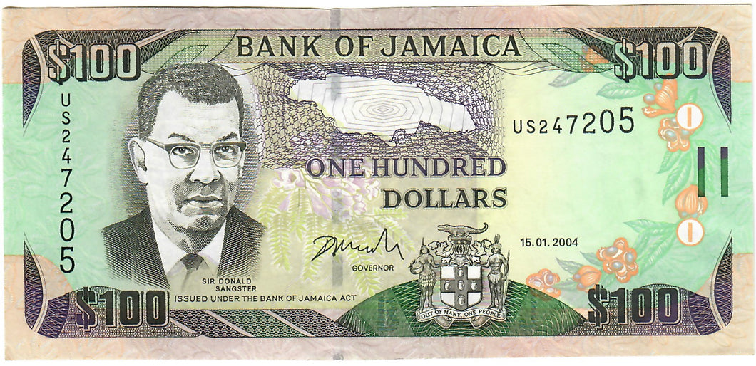 Jamaica 100 Dollars 2004 aUNC 
