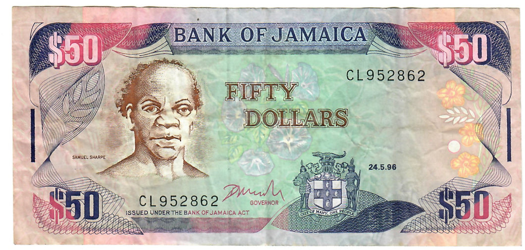 Jamaica 50 Dollars 1996 VF 
