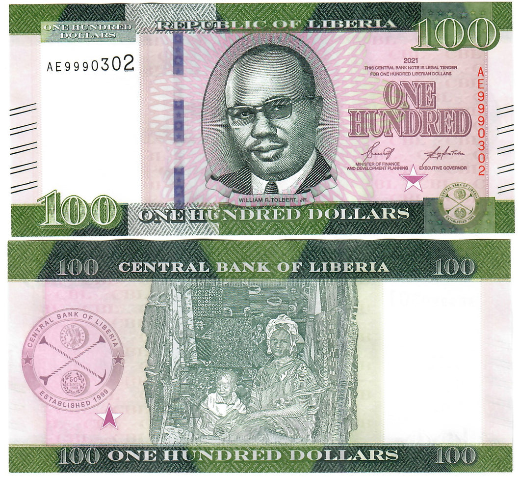 Liberia 100 Dollars 2021 (2022) UNC