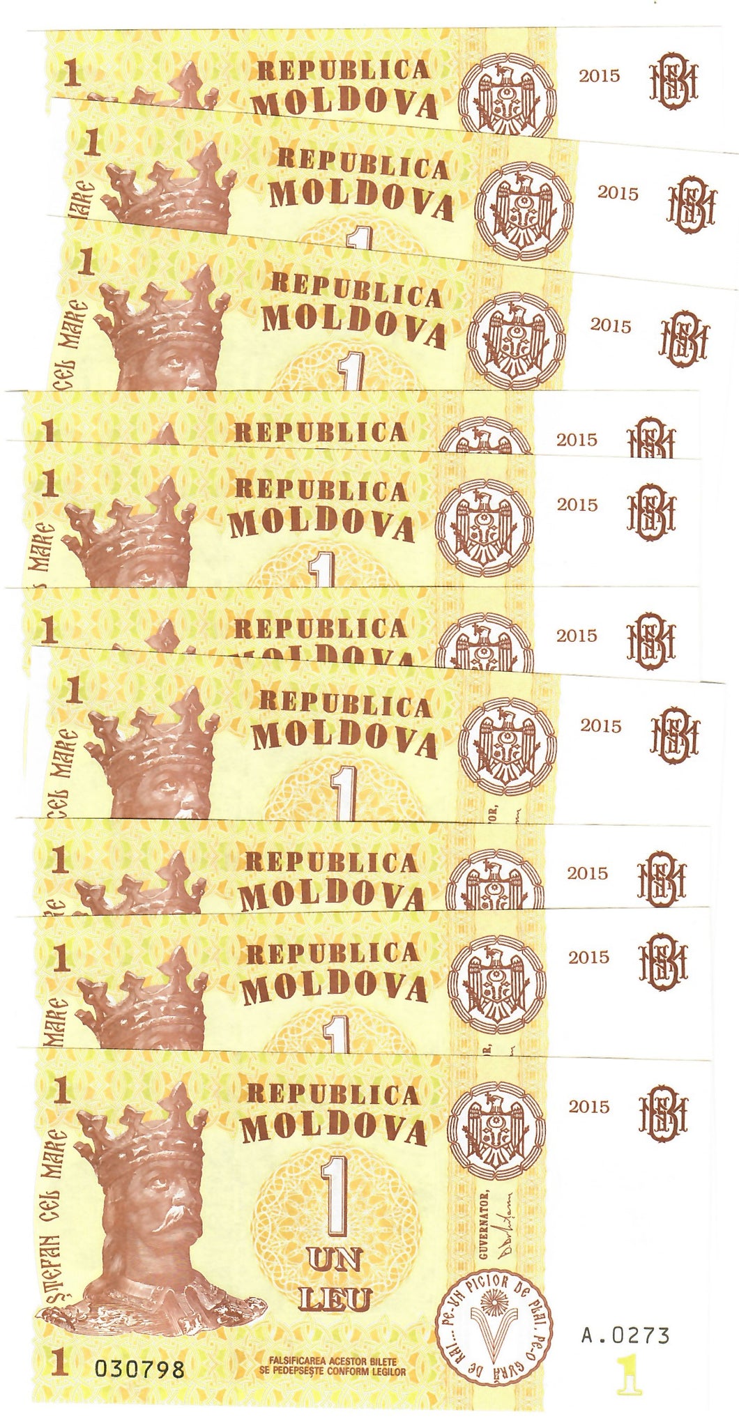 Moldova 10x 1 Lei 2015 UNC