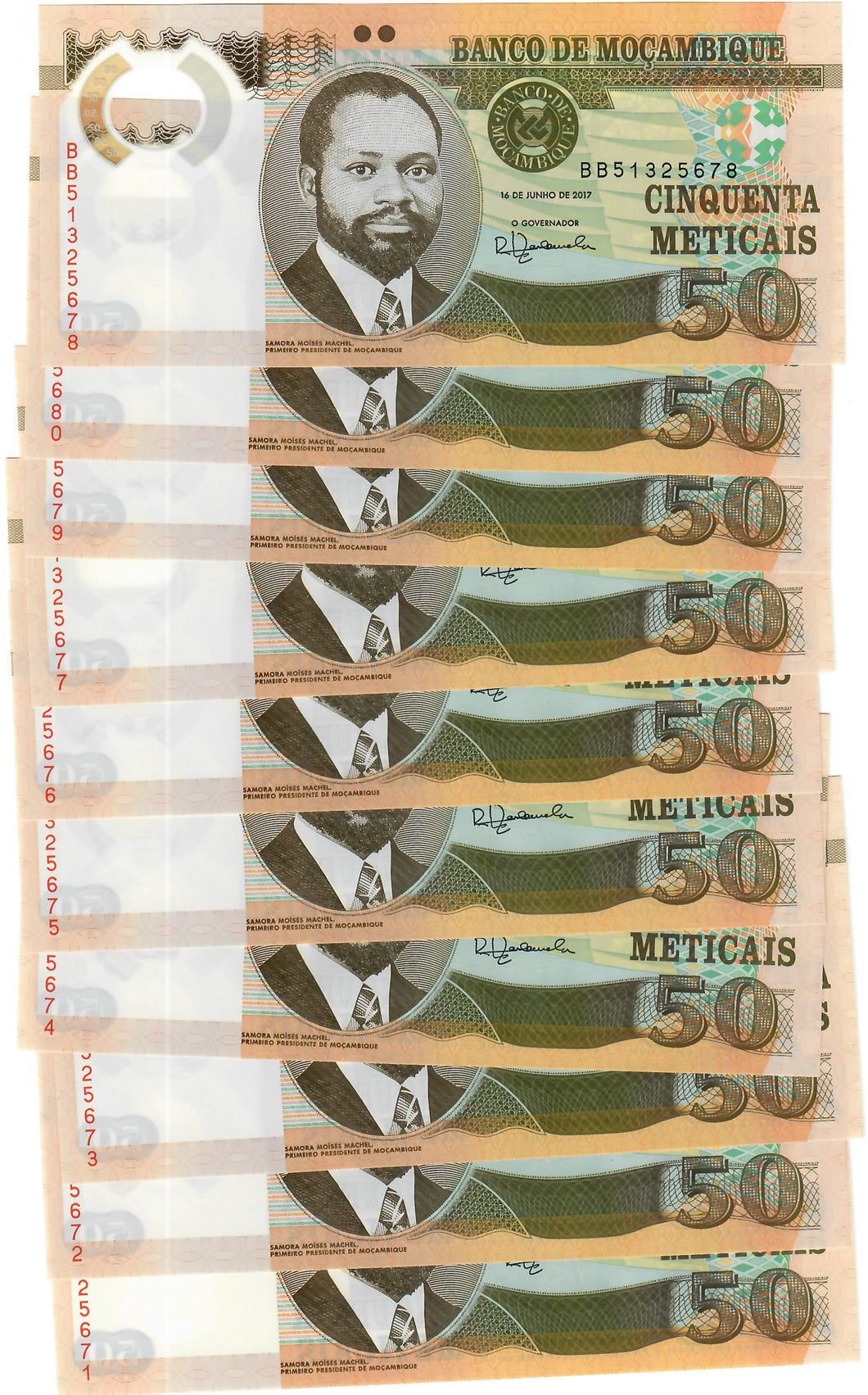 Mozambique 10x 50 Meticais 2017 UNC