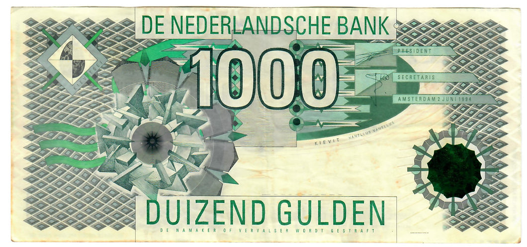 The Netherlands 1000 Gulden (Guilders) 1994 VF