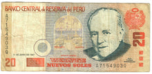 Load image into Gallery viewer, Peru 20 Nuevos Soles 1997 F

