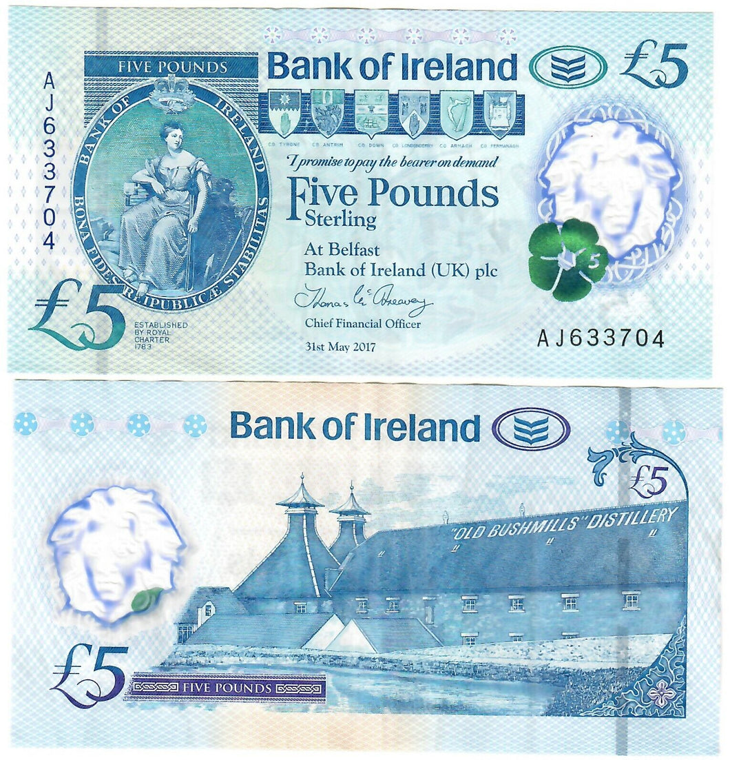 Northern Ireland 5 Pounds 2017 F Bank of Ireland