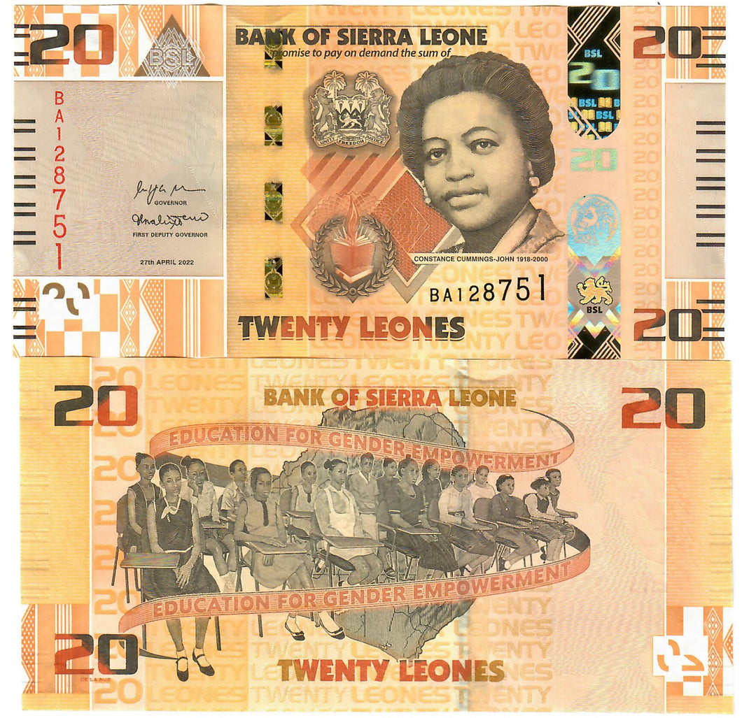 Sierra Leone 20 New Leones 2022 UNC