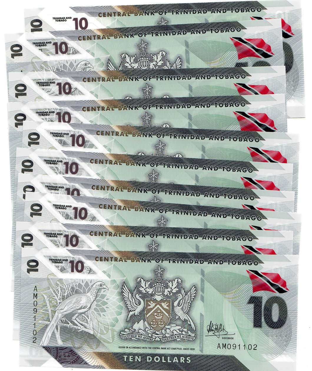 Trinidad and Tobago 10x 10 Dollars 2020 UNC