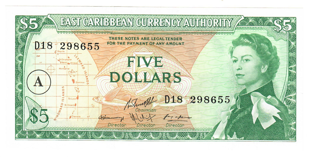 East Caribbean States 5 Dollars 1965 (14i) UNC 